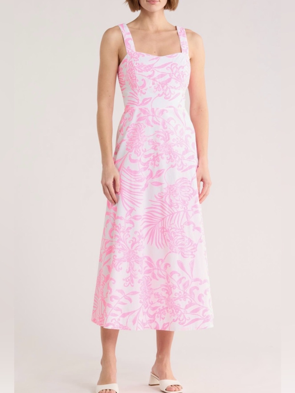 Lilly Pulitzer Pink & White Floral Midi Dress